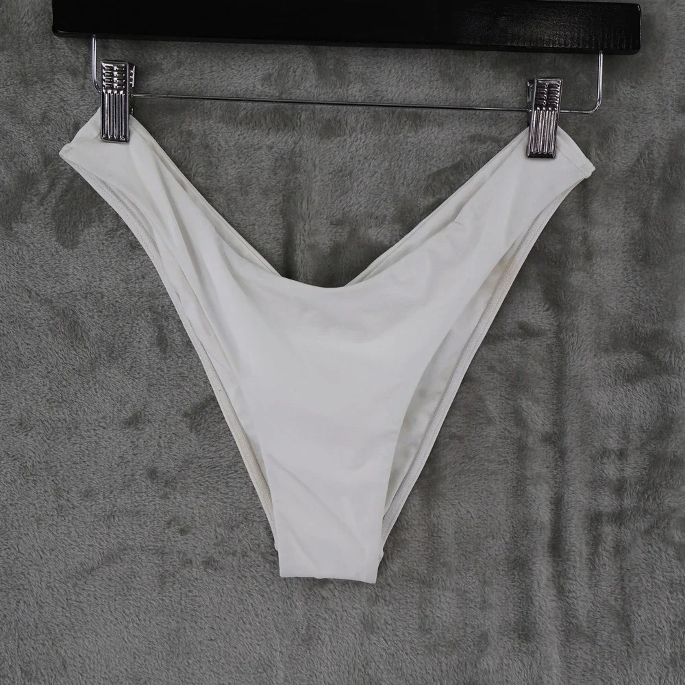 L*Space Rocky Bottom Classic Swim Bottom Women Medium White Beach Resort $88 NWT